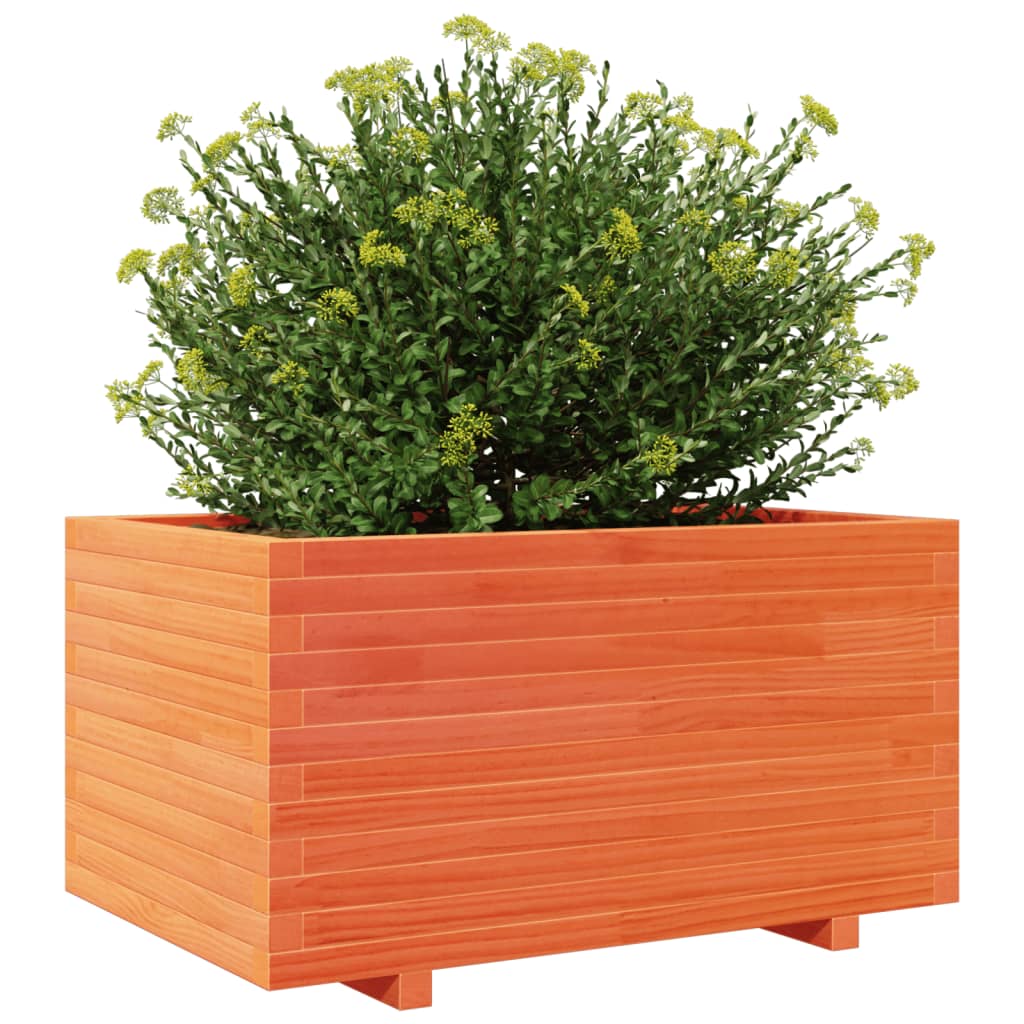 vidaXL Jardinera madera maciza de pino marrón cera 90x60x49,5 cm