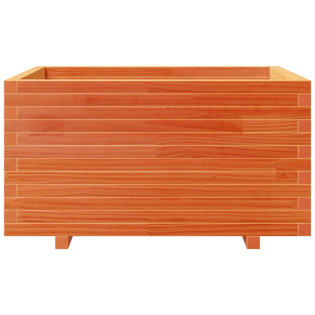 vidaXL Jardinera madera maciza de pino marrón cera 90x60x49,5 cm