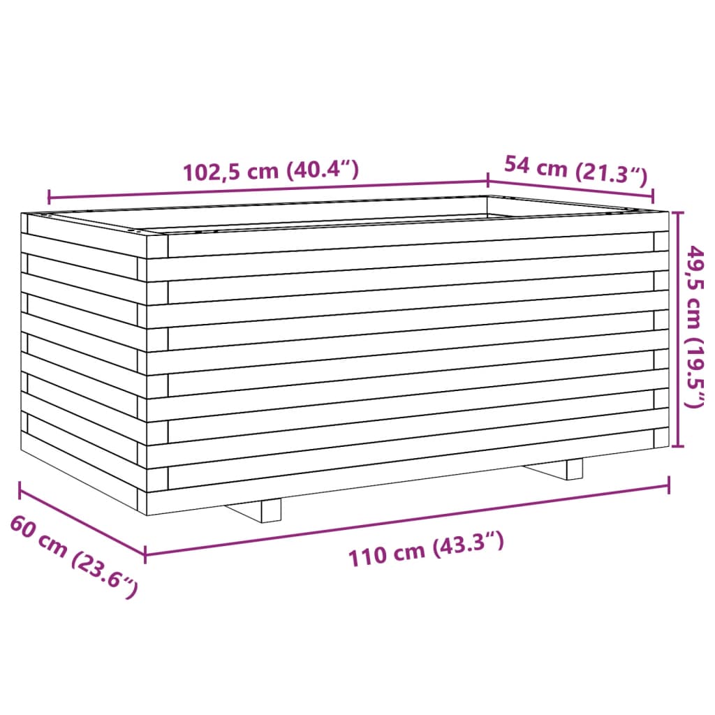 vidaXL Jardinera madera maciza de pino 110x60x49,5 cm