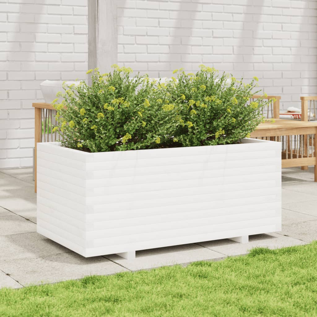 vidaXL Jardinera madera maciza de pino blanco 110x60x49,5 cm