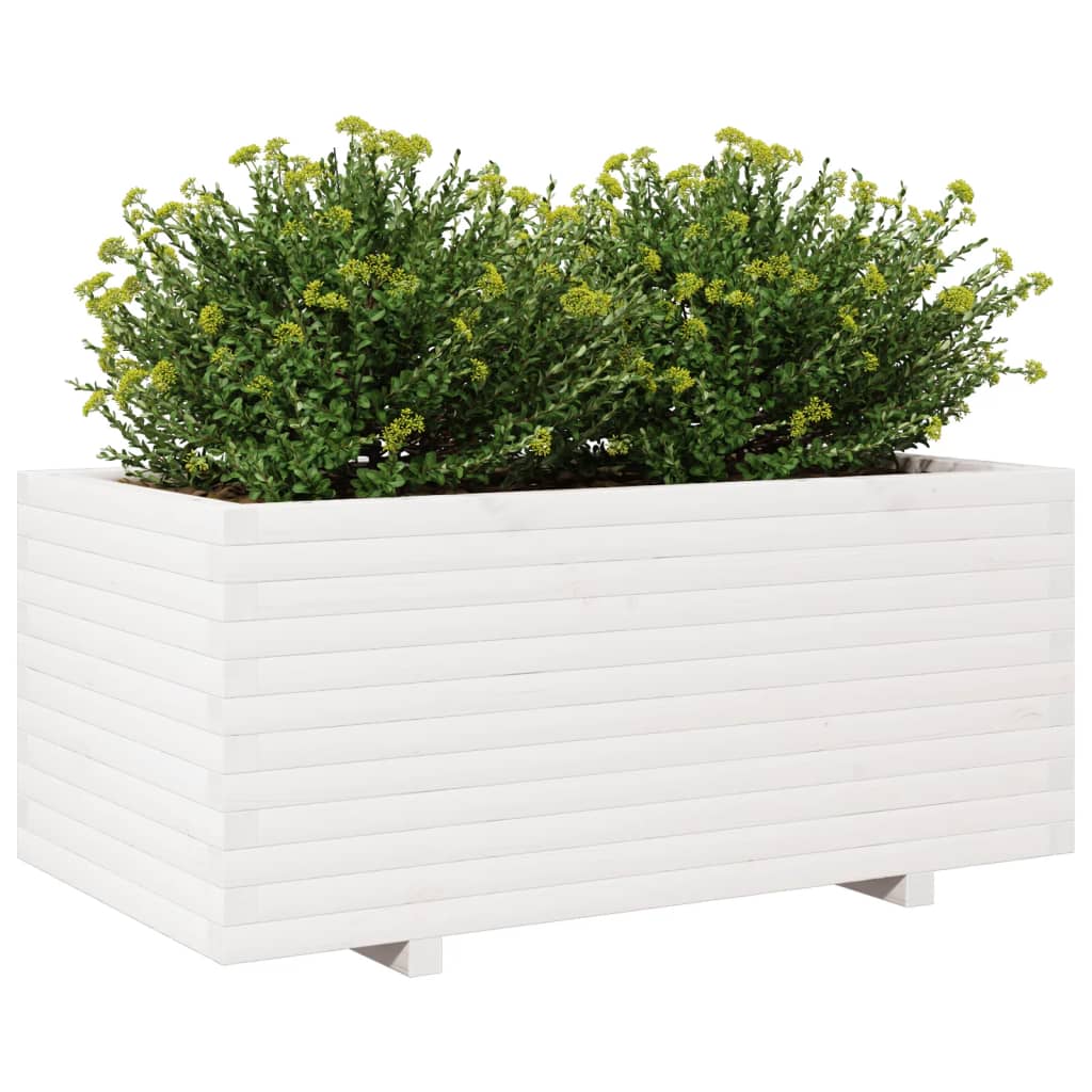 vidaXL Jardinera madera maciza de pino blanco 110x60x49,5 cm