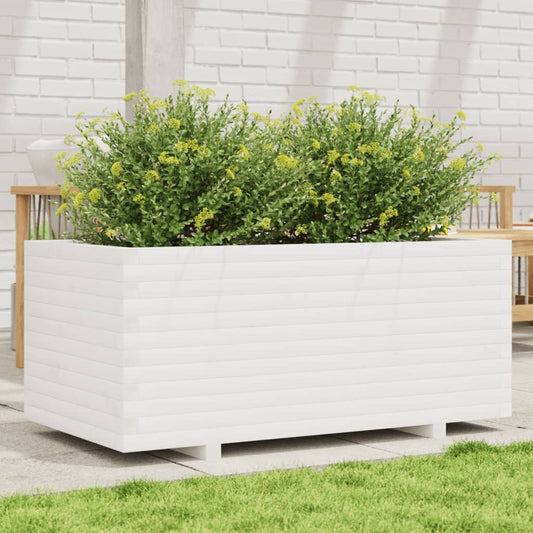 vidaXL Jardinera madera maciza de pino blanco 110x60x49,5 cm