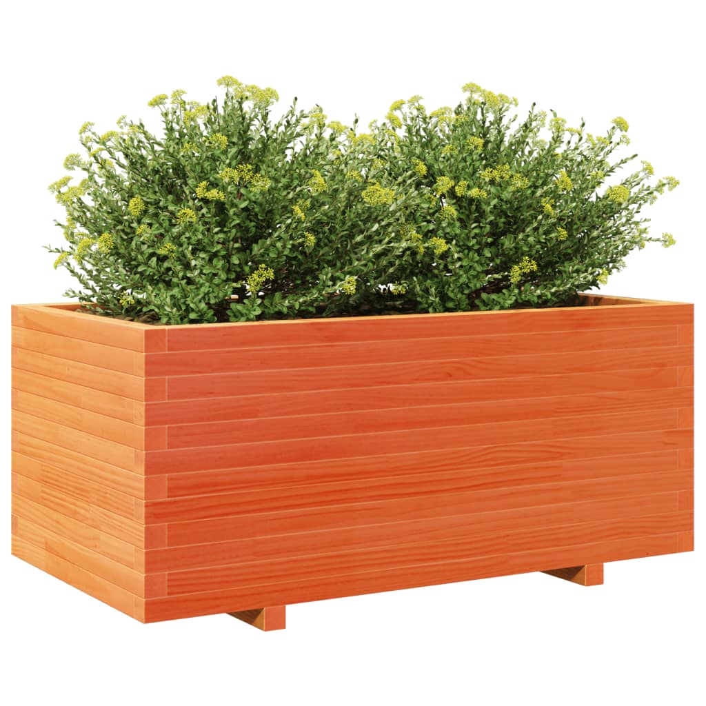 vidaXL Jardinera madera maciza de pino marrón cera 110x60x49,5 cm