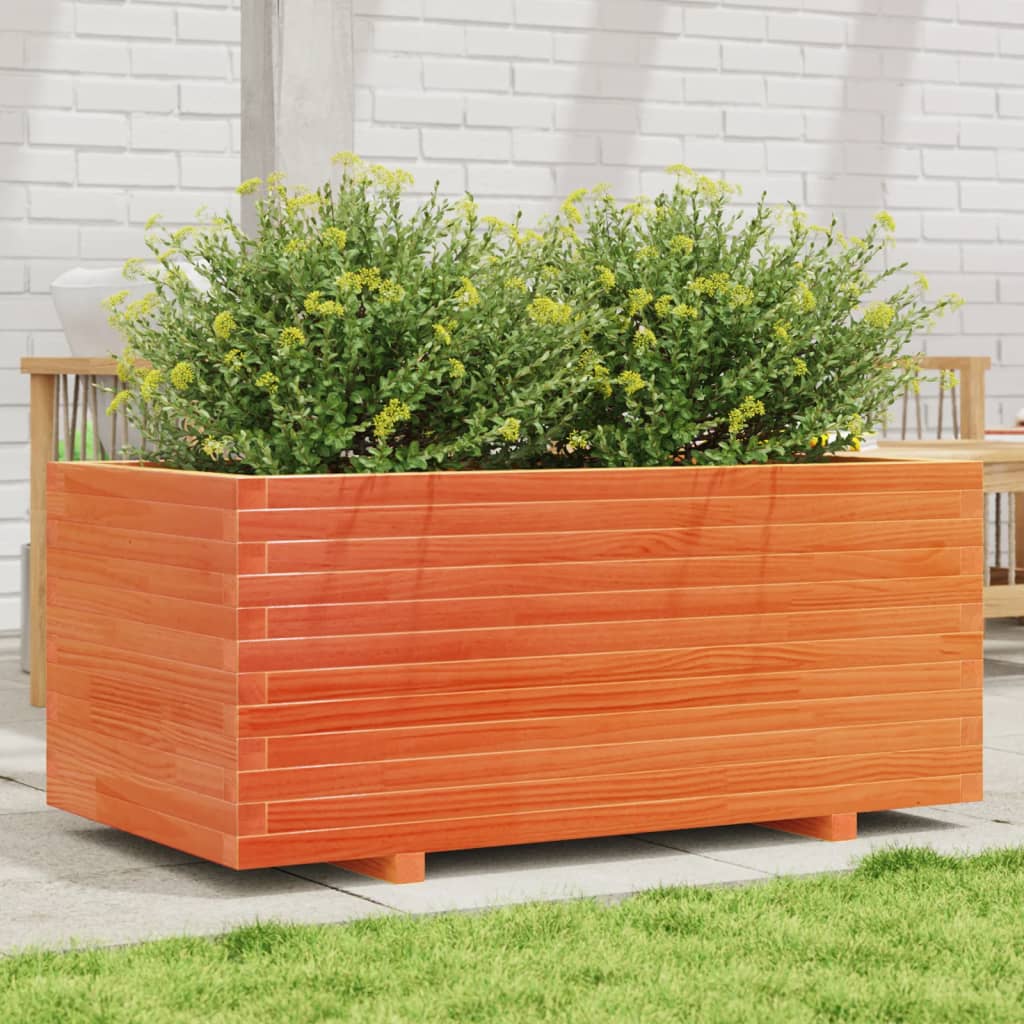 vidaXL Jardinera madera maciza de pino marrón cera 110x60x49,5 cm