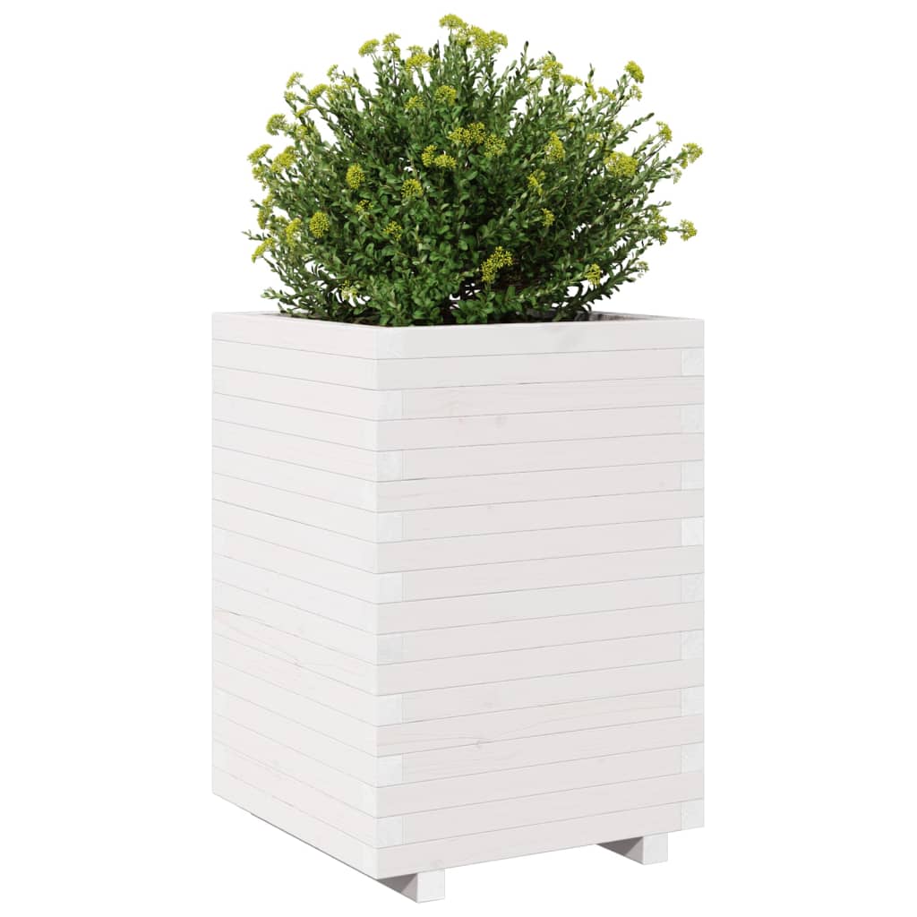 vidaXL Jardinera madera maciza de pino blanco 50x50x72,5 cm