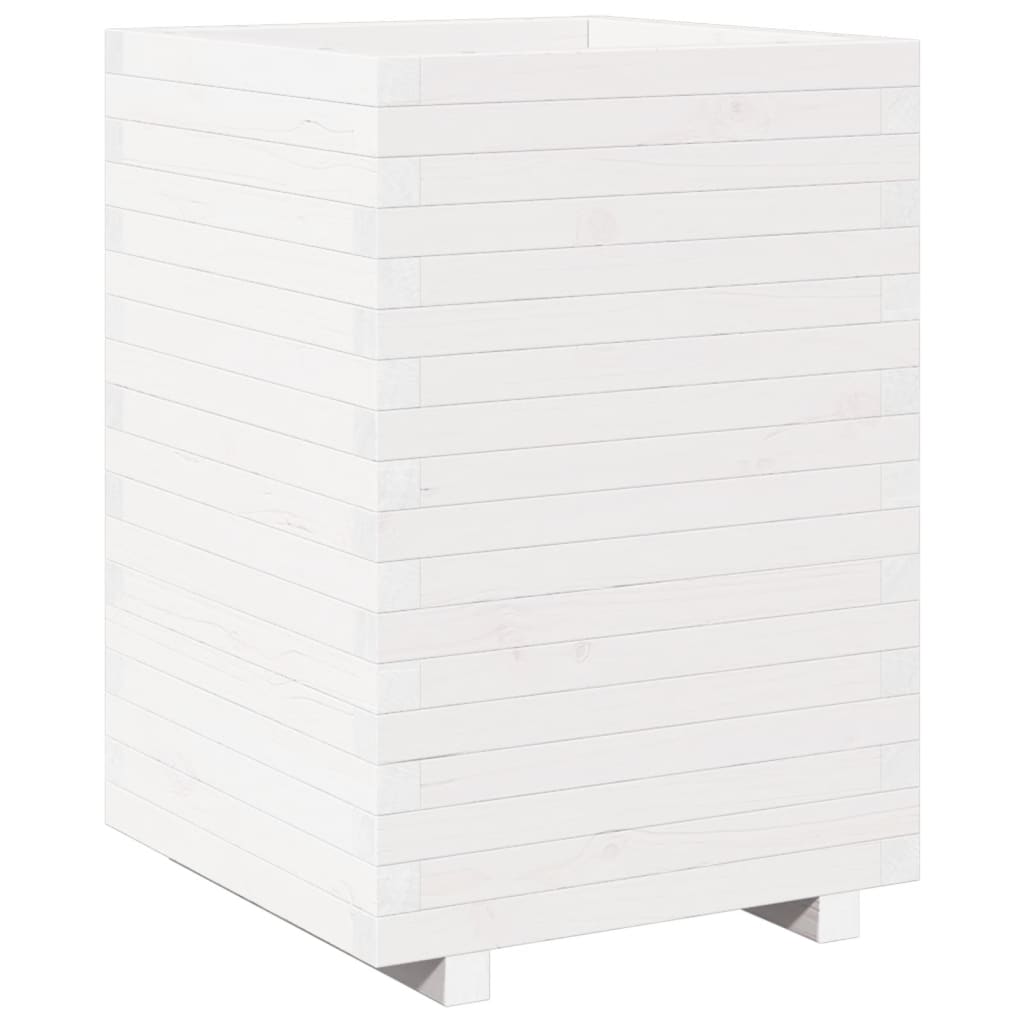 vidaXL Jardinera madera maciza de pino blanco 50x50x72,5 cm