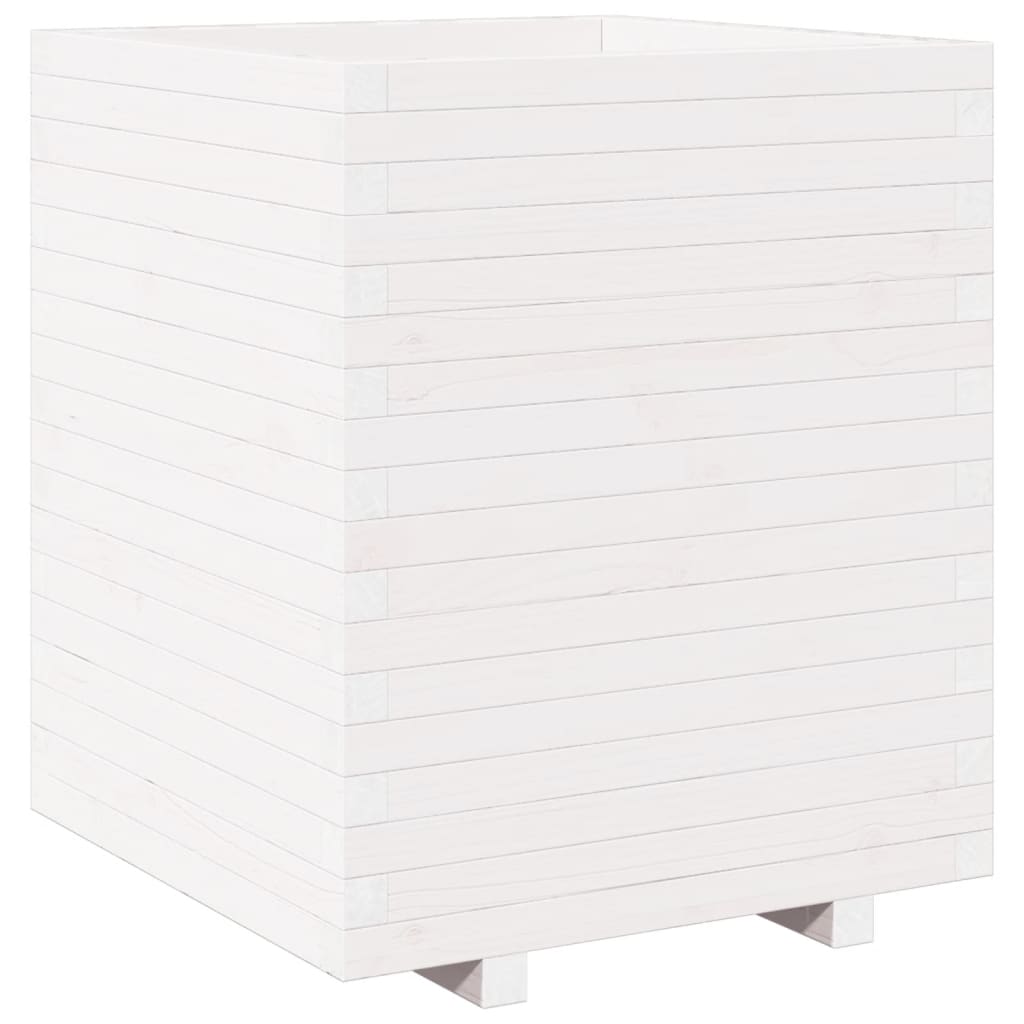 vidaXL Jardinera madera maciza de pino blanco 60x60x72,5 cm