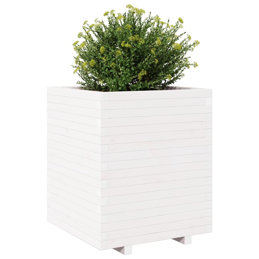 vidaXL Jardinera madera maciza de pino blanco 60x60x72,5 cm