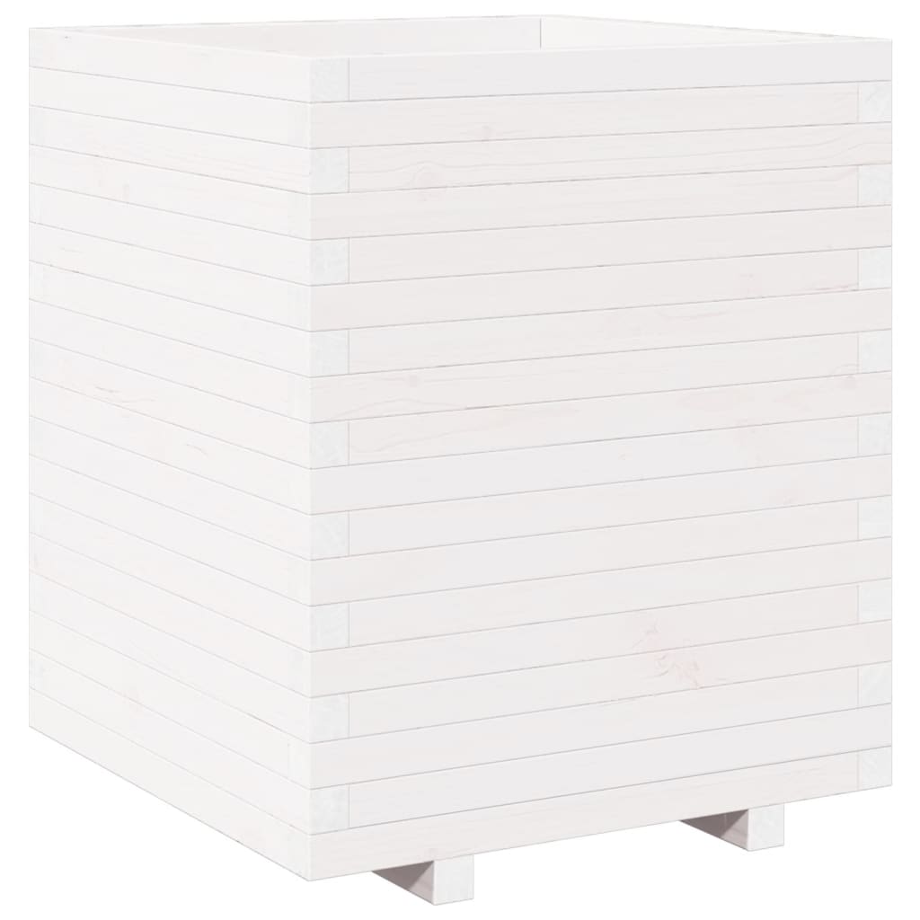 vidaXL Jardinera madera maciza de pino blanco 60x60x72,5 cm