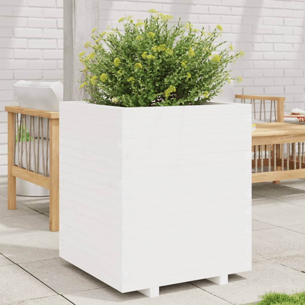 vidaXL Jardinera madera maciza de pino blanco 60x60x72,5 cm