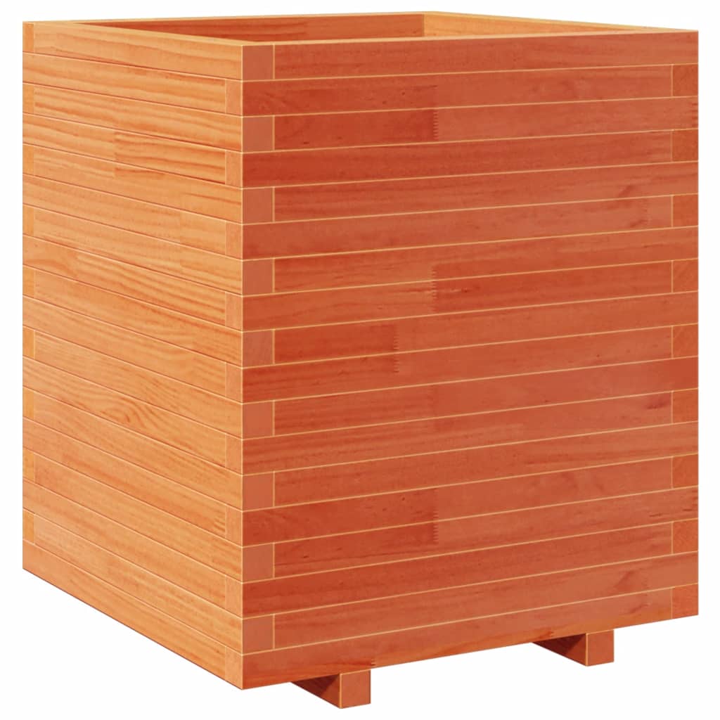 vidaXL Jardinera madera maciza de pino marrón cera 60x60x72,5 cm