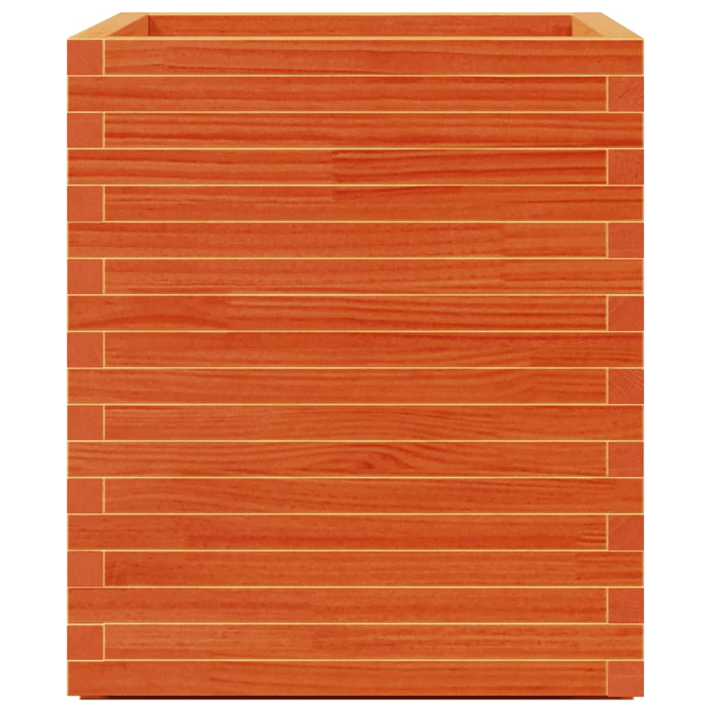 vidaXL Jardinera madera maciza de pino marrón cera 60x60x72,5 cm