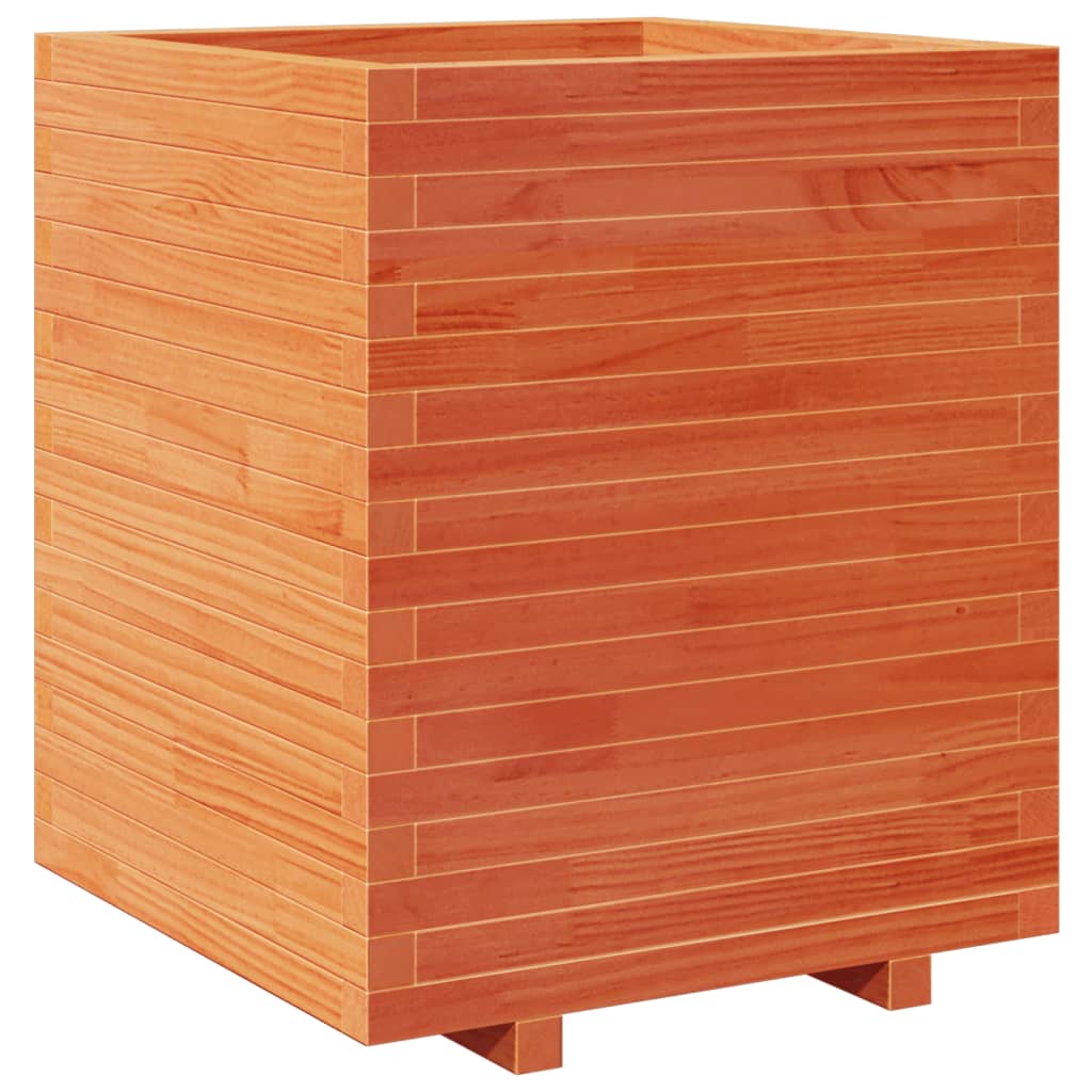 vidaXL Jardinera madera maciza de pino marrón cera 60x60x72,5 cm