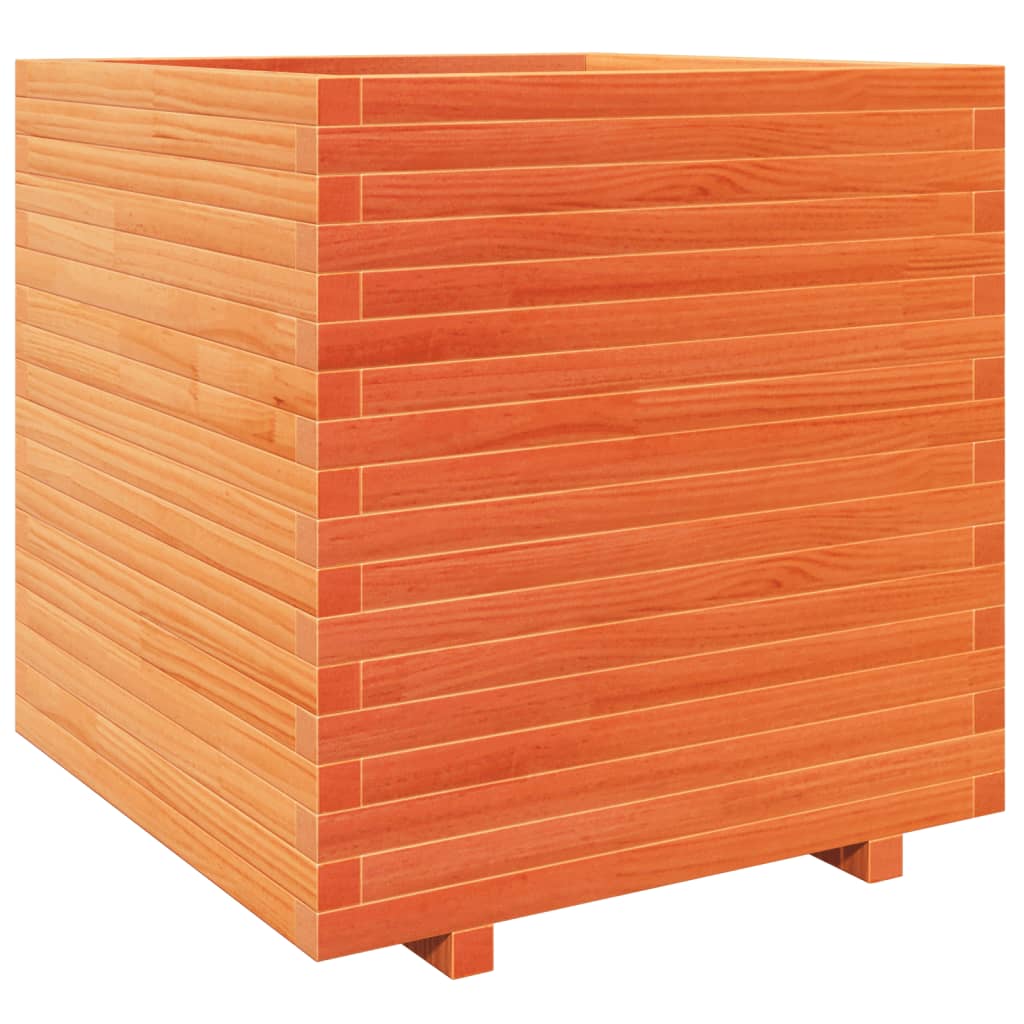 vidaXL Jardinera madera maciza de pino marrón cera 70x70x72,5 cm