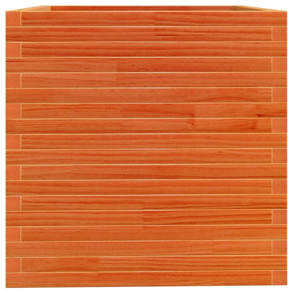 vidaXL Jardinera madera maciza de pino marrón cera 70x70x72,5 cm