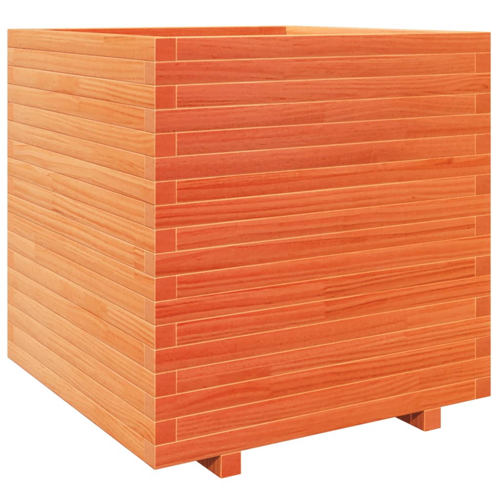 vidaXL Jardinera madera maciza de pino marrón cera 70x70x72,5 cm