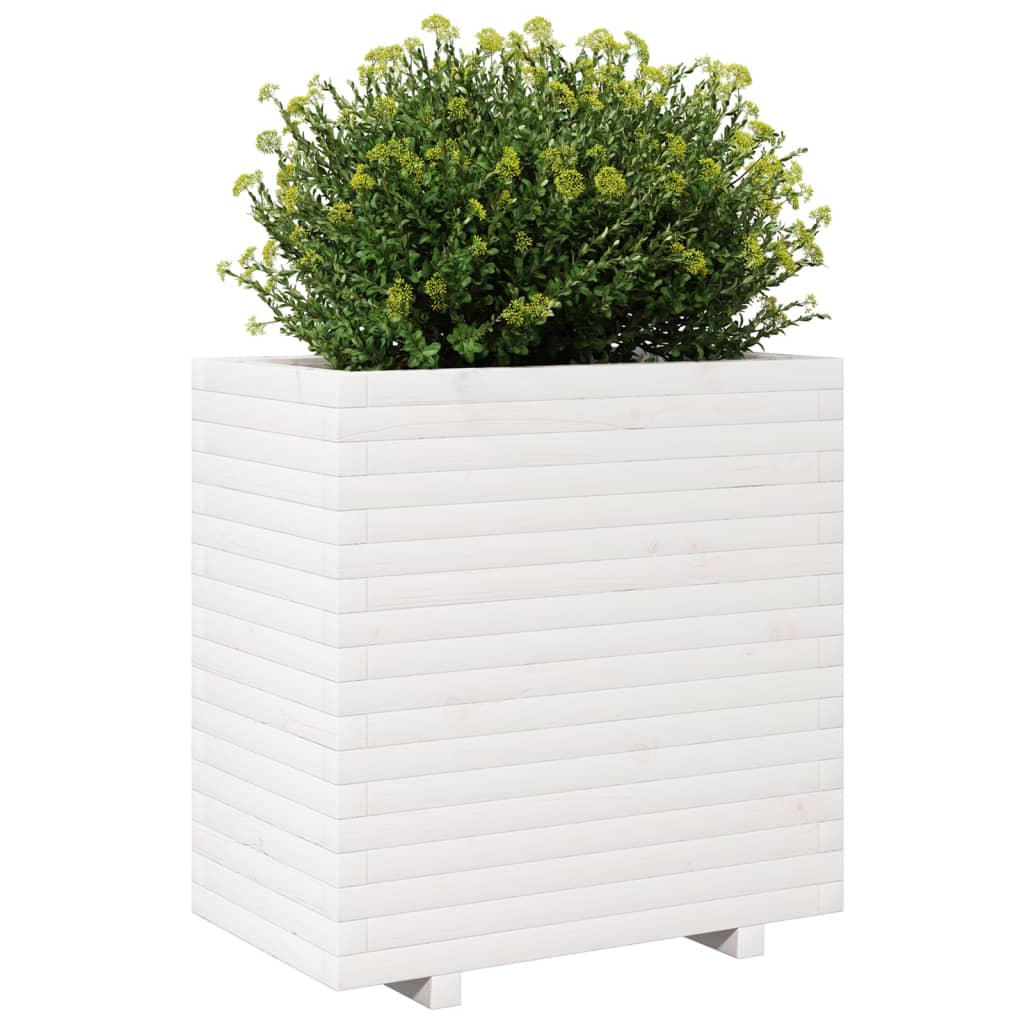 vidaXL Jardinera madera maciza de pino blanco 70x40x72,5 cm