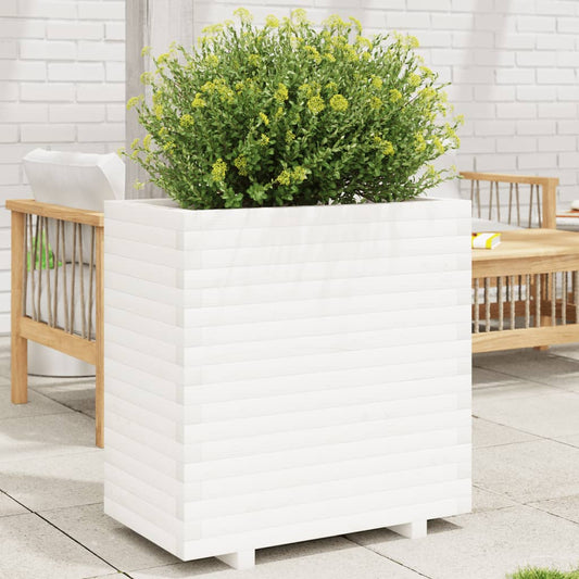 vidaXL Jardinera madera maciza de pino blanco 70x40x72,5 cm