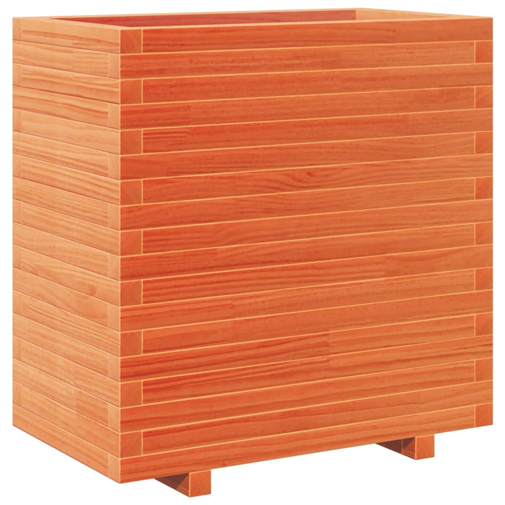 vidaXL Jardinera madera maciza de pino marrón cera 70x40x72,5 cm