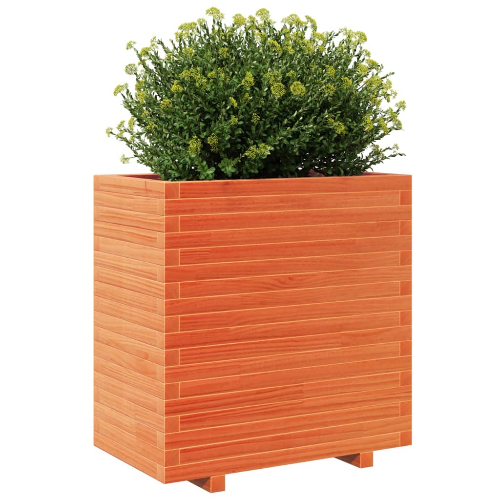 vidaXL Jardinera madera maciza de pino marrón cera 70x40x72,5 cm