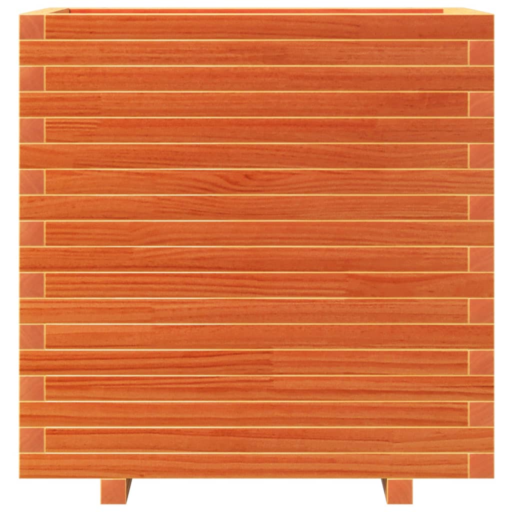 vidaXL Jardinera madera maciza de pino marrón cera 70x40x72,5 cm