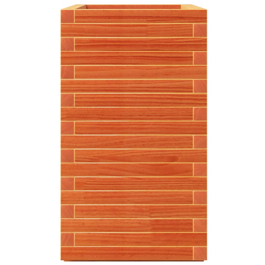 vidaXL Jardinera madera maciza de pino marrón cera 70x40x72,5 cm