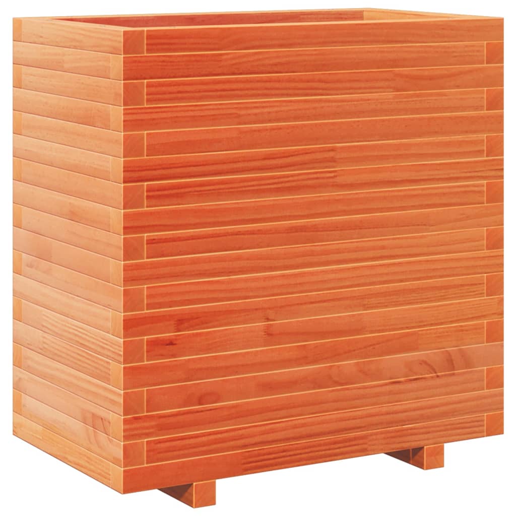 vidaXL Jardinera madera maciza de pino marrón cera 70x40x72,5 cm