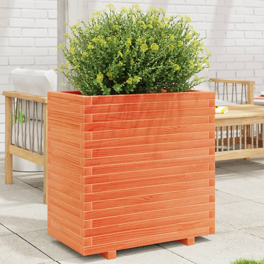 vidaXL Jardinera madera maciza de pino marrón cera 70x40x72,5 cm