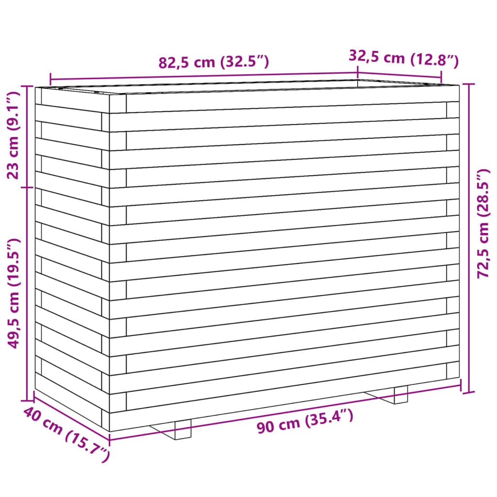 vidaXL Jardinera madera maciza de pino 90x40x72,5 cm