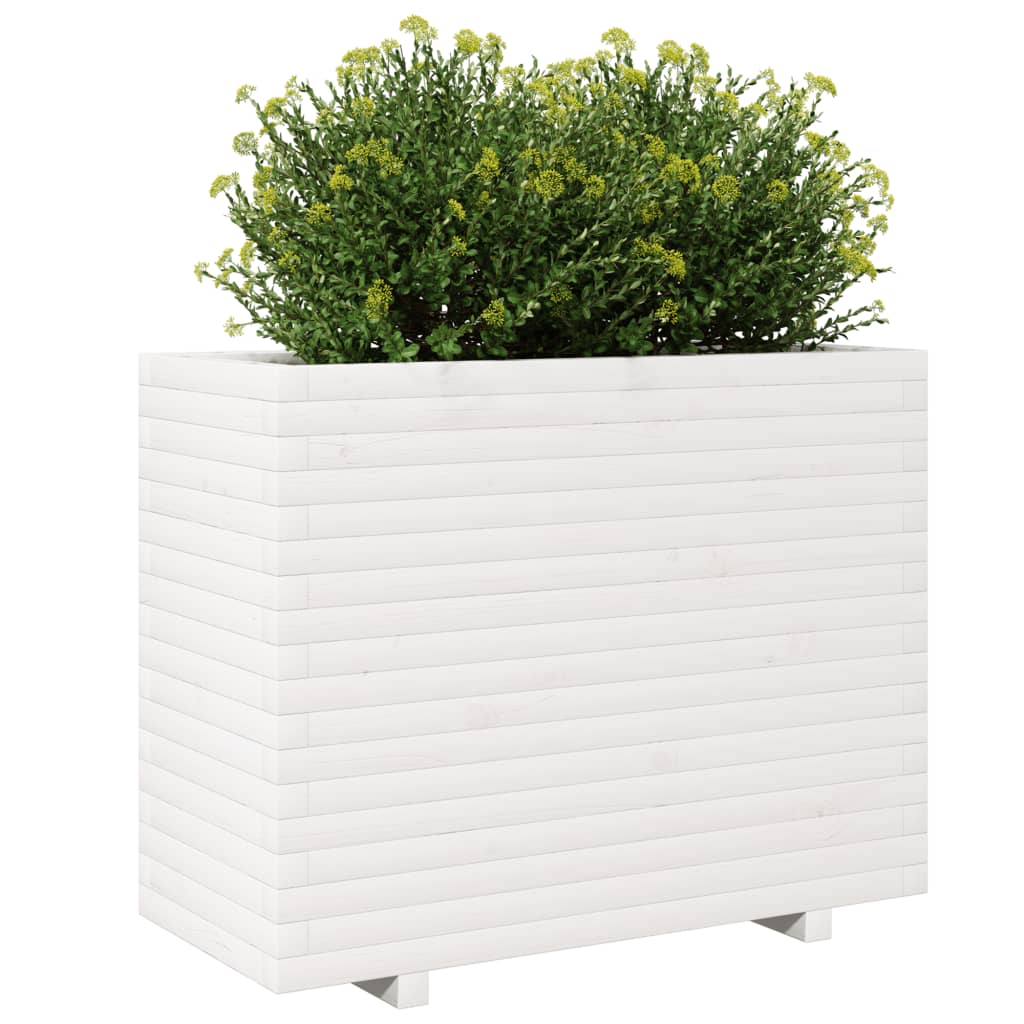 vidaXL Jardinera madera maciza de pino blanco 90x40x72,5 cm