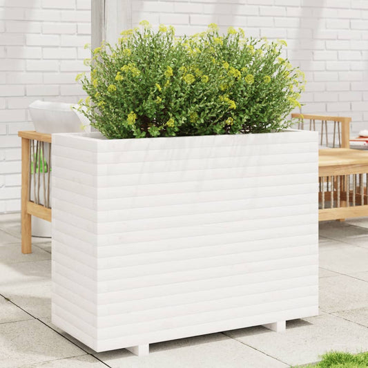 vidaXL Jardinera madera maciza de pino blanco 90x40x72,5 cm