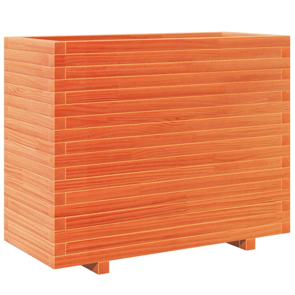 vidaXL Jardinera madera maciza de pino marrón cera 90x40x72,5 cm