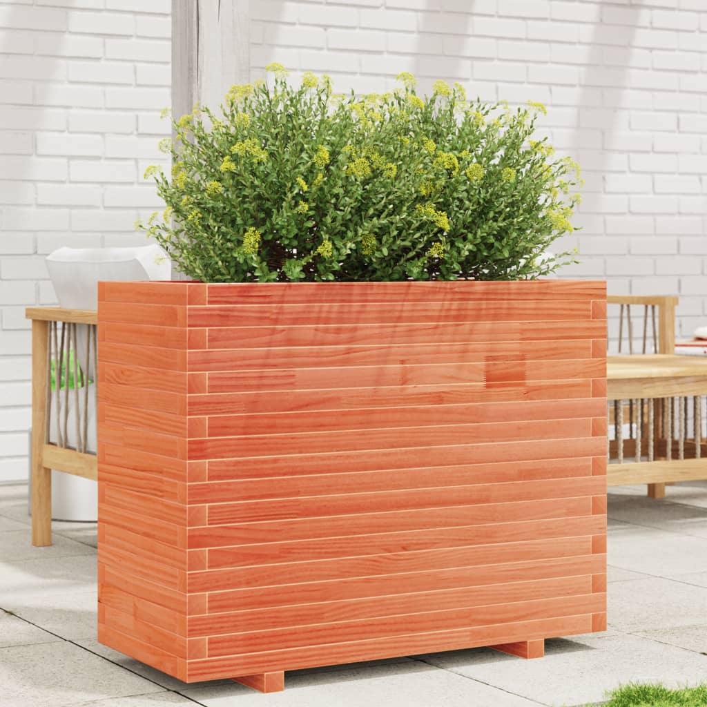 vidaXL Jardinera madera maciza de pino marrón cera 90x40x72,5 cm