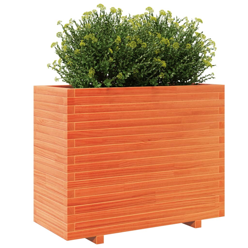 vidaXL Jardinera madera maciza de pino marrón cera 90x40x72,5 cm