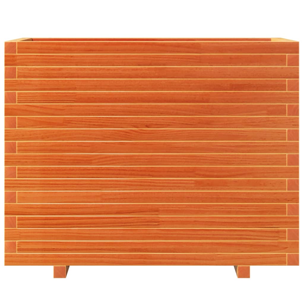 vidaXL Jardinera madera maciza de pino marrón cera 90x40x72,5 cm