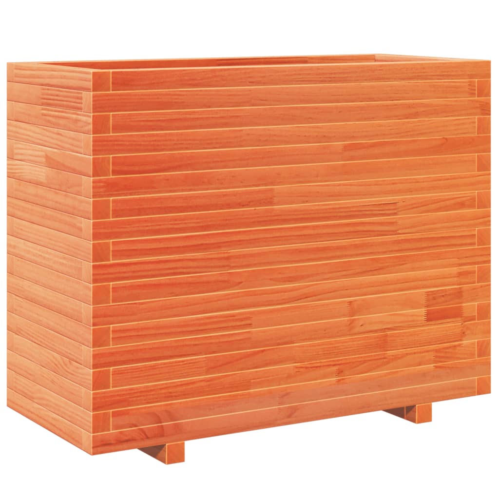 vidaXL Jardinera madera maciza de pino marrón cera 90x40x72,5 cm