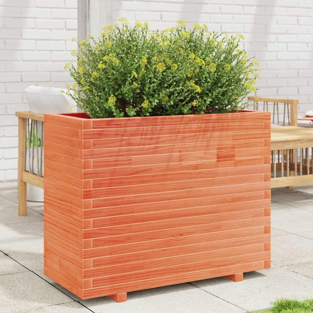 vidaXL Jardinera madera maciza de pino marrón cera 90x40x72,5 cm