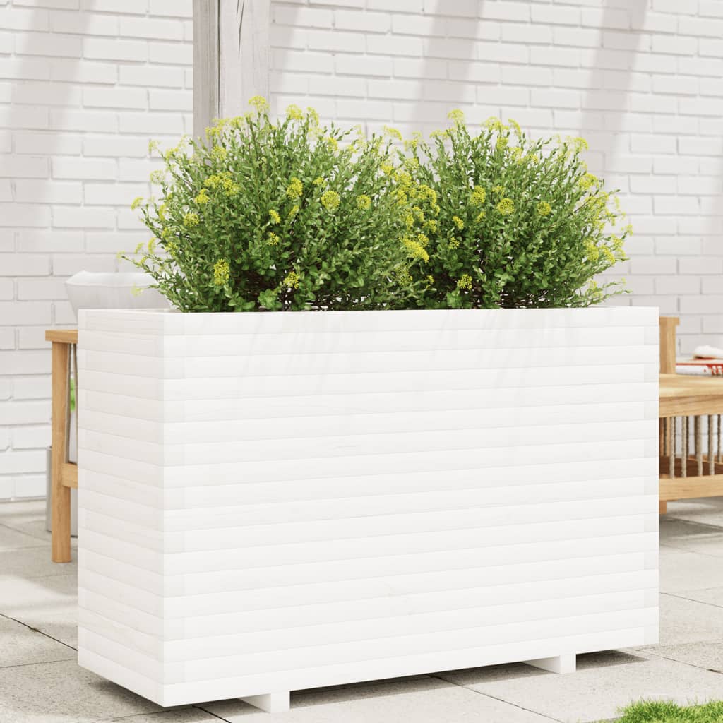 vidaXL Jardinera madera maciza de pino blanco 110x40x72,5 cm