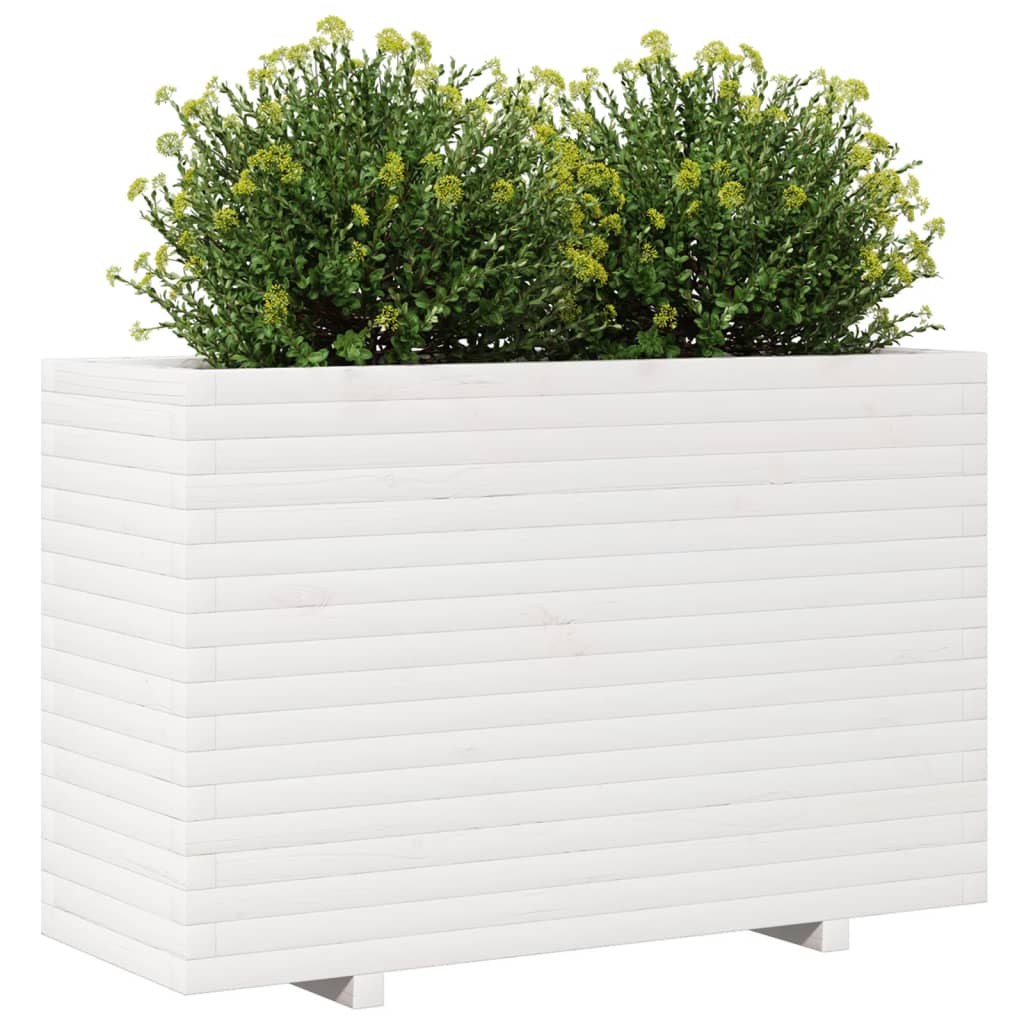 vidaXL Jardinera madera maciza de pino blanco 110x40x72,5 cm