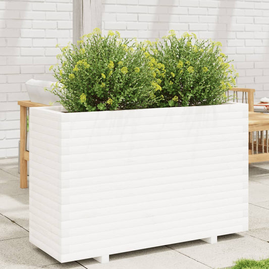 vidaXL Jardinera madera maciza de pino blanco 110x40x72,5 cm