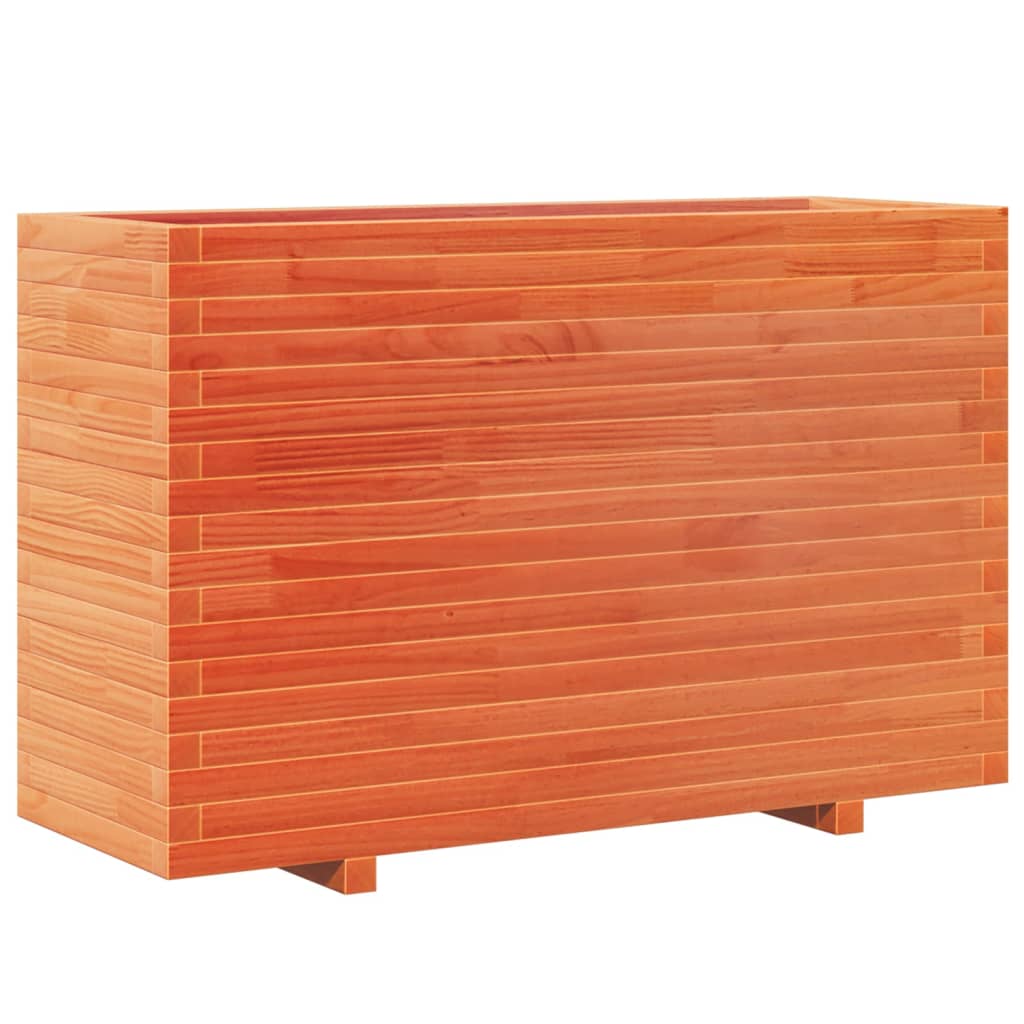 vidaXL Jardinera madera maciza de pino marrón cera 110x40x72,5 cm