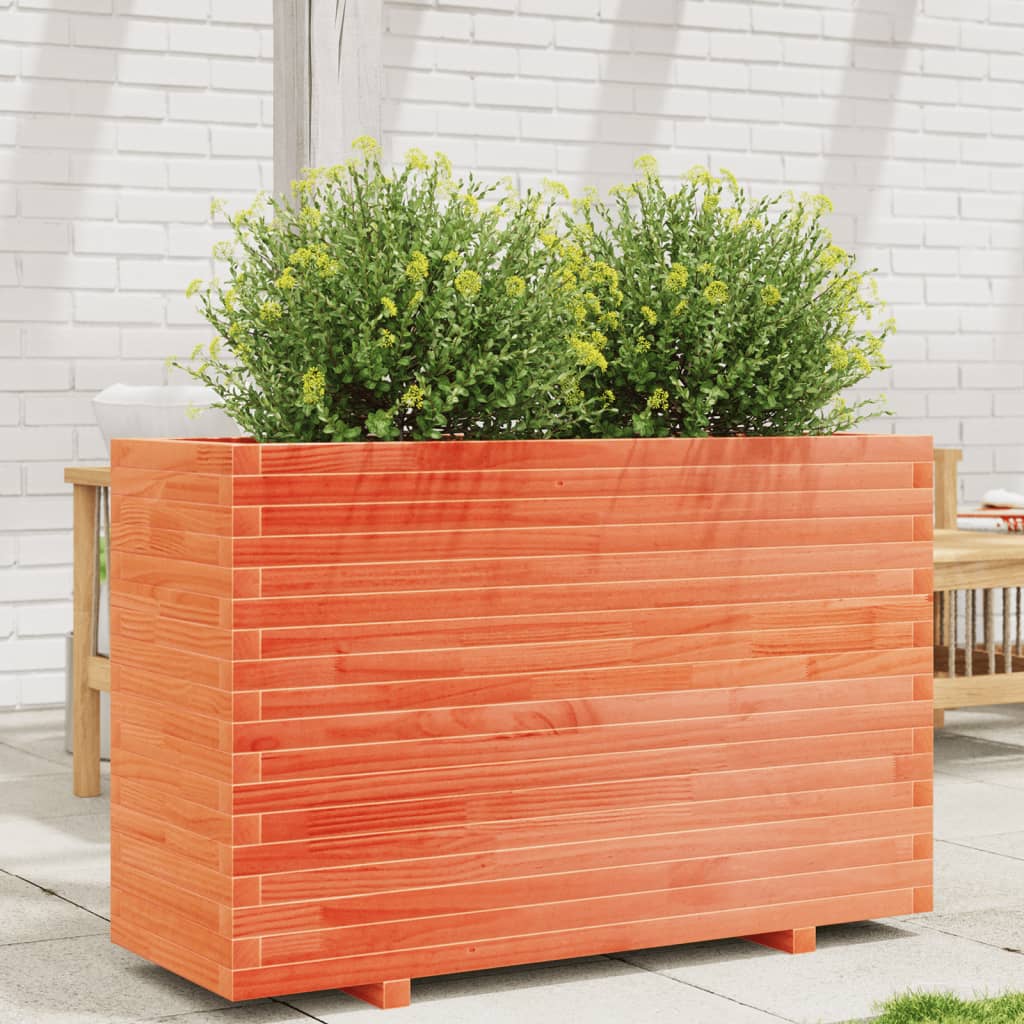 vidaXL Jardinera madera maciza de pino marrón cera 110x40x72,5 cm