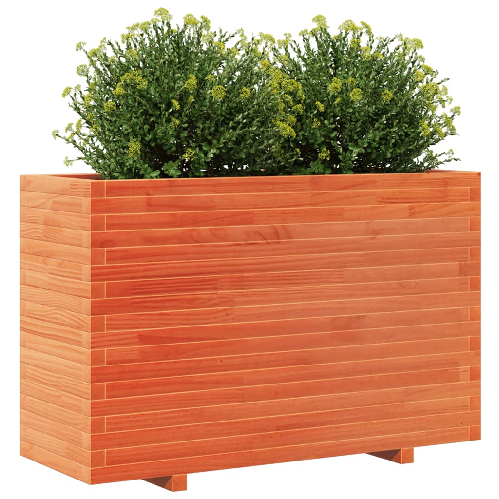 vidaXL Jardinera madera maciza de pino marrón cera 110x40x72,5 cm