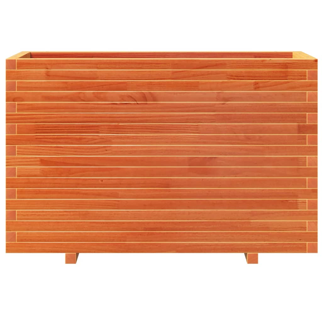 vidaXL Jardinera madera maciza de pino marrón cera 110x40x72,5 cm