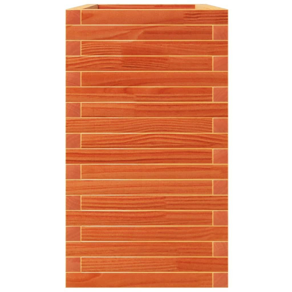 vidaXL Jardinera madera maciza de pino marrón cera 110x40x72,5 cm