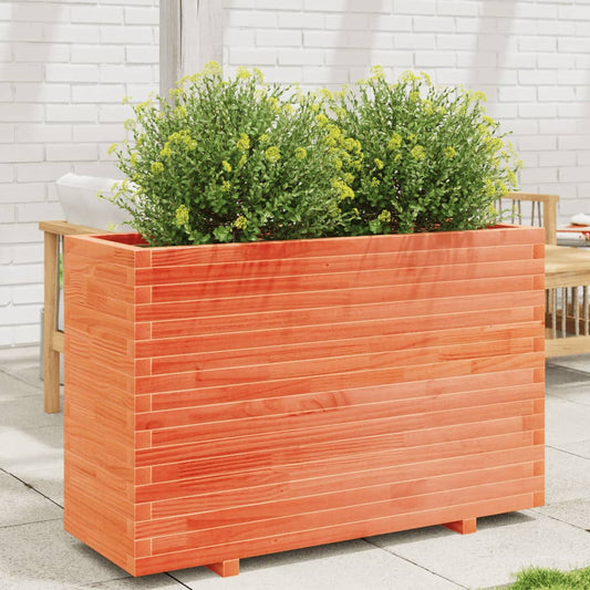 vidaXL Jardinera madera maciza de pino marrón cera 110x40x72,5 cm