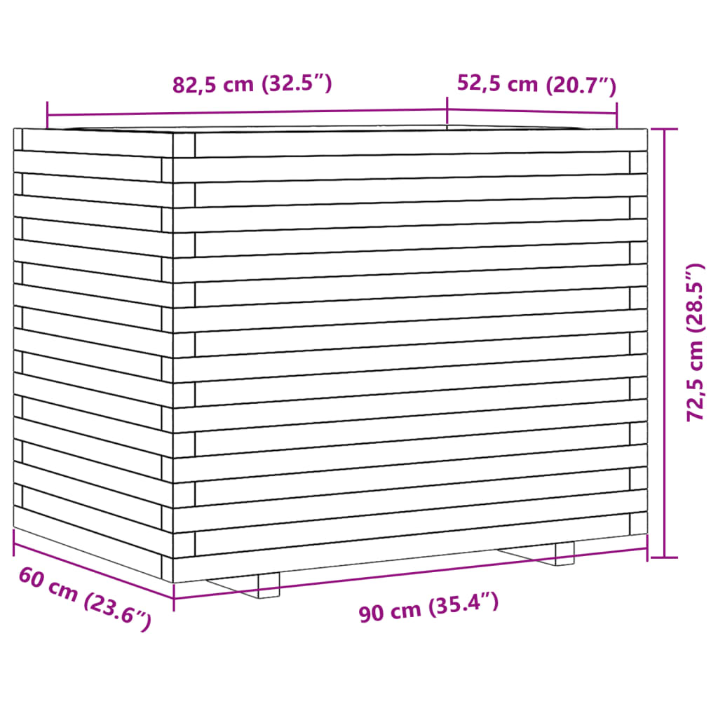 vidaXL Jardinera madera maciza de pino 90x60x72,5 cm