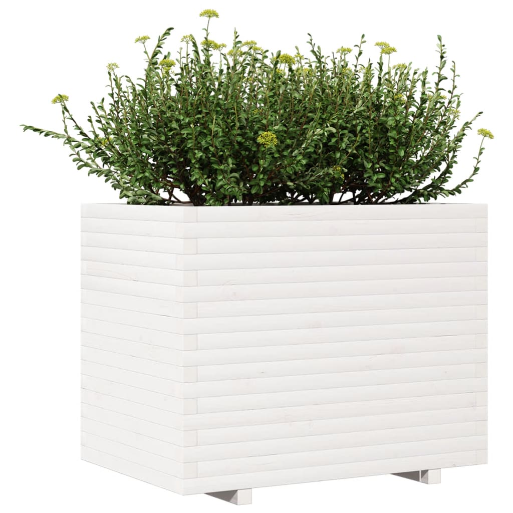 vidaXL Jardinera madera maciza de pino blanco 90x60x72,5 cm