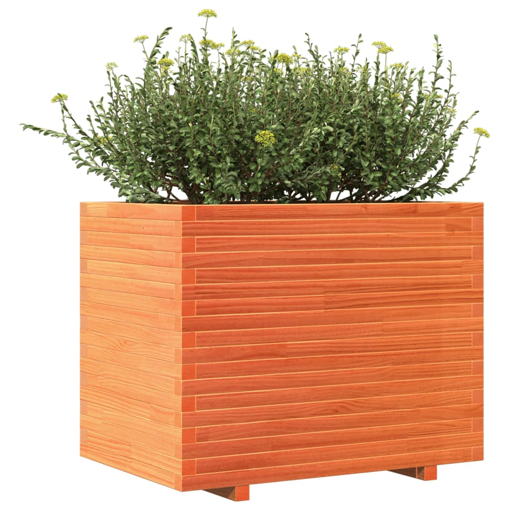 vidaXL Jardinera madera maciza de pino marrón cera 90x60x72,5 cm