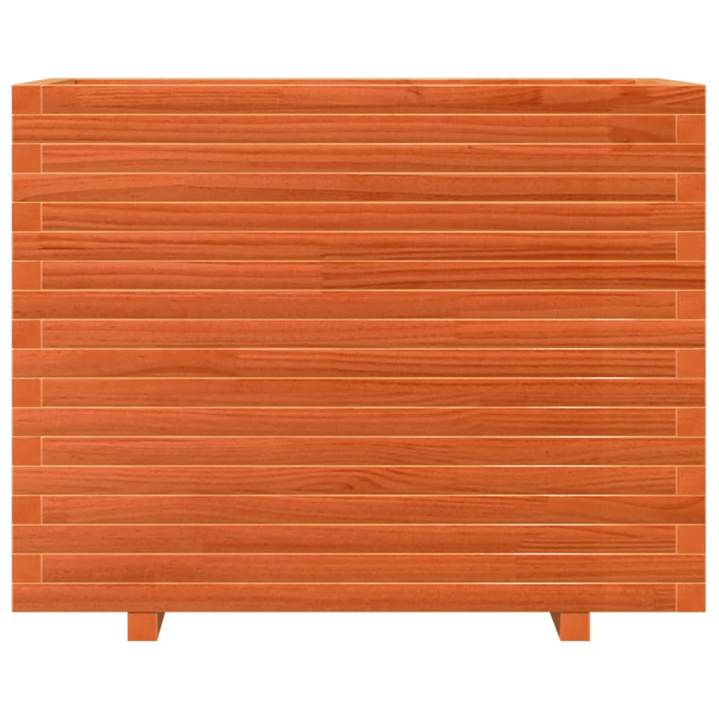 vidaXL Jardinera madera maciza de pino marrón cera 90x60x72,5 cm